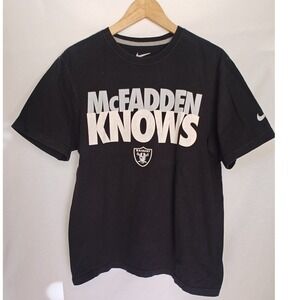 Nike Mens Raiders McFadden‎ Knows Graphic T-Shirt Black Large L NFL Logo